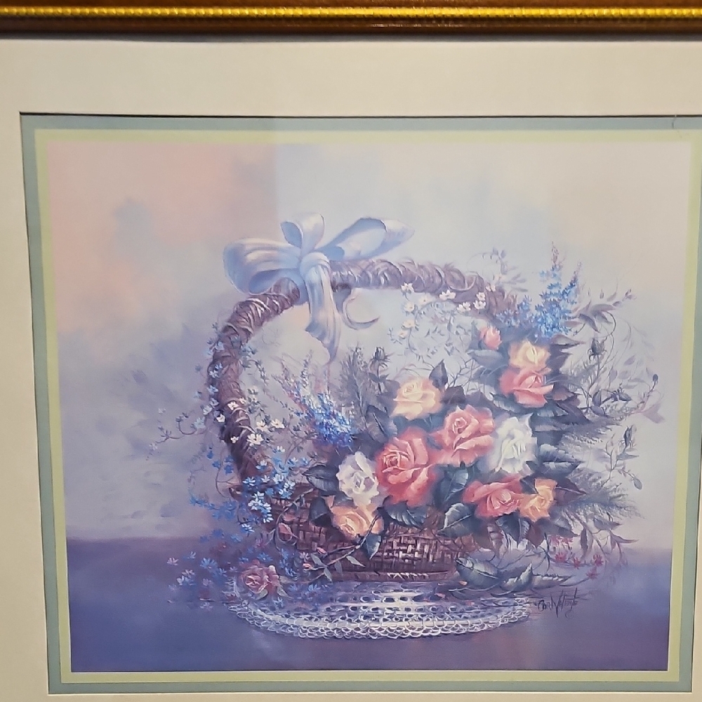1994 Carl Valente " Roses In Wicker" - Picture 7 of 10